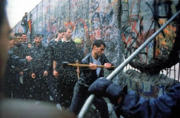 Berlin Wall coming down